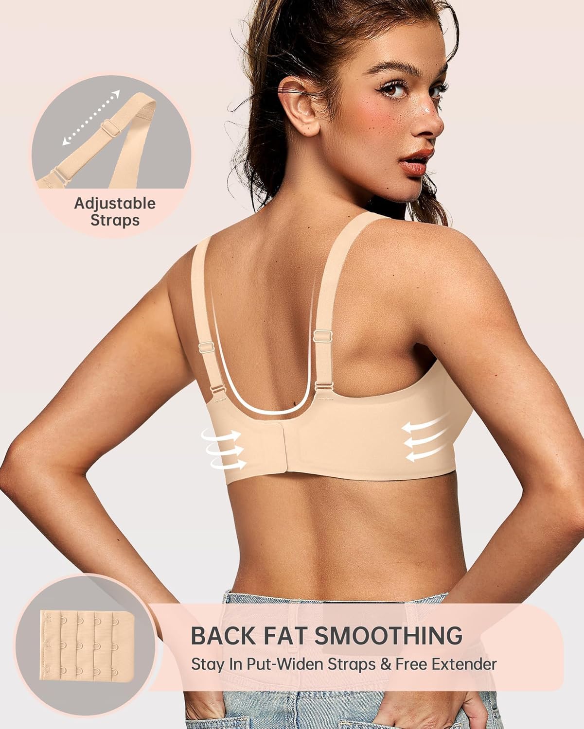 Womens Deep V Bras Wireless Comfortable Bra Supportive No Underwire Bras Tshirt Push Up Bralettes Plunge Seamless Bra - Colors B