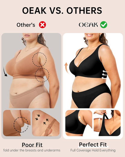 Womens Deep V Bras Wireless Comfortable Bra Supportive No Underwire Bras Tshirt Push Up Bralettes Plunge Seamless Bra - Colors B