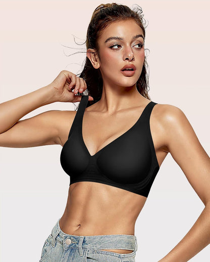 Womens Deep V Bras Wireless Comfortable Bra Supportive No Underwire Bras Tshirt Push Up Bralettes Plunge Seamless Bra - Colors B
