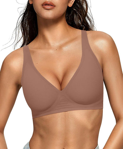 Womens Deep V Bras Wireless Comfortable Bra Supportive No Underwire Bras Tshirt Push Up Bralettes Plunge Seamless Bra - Colors B