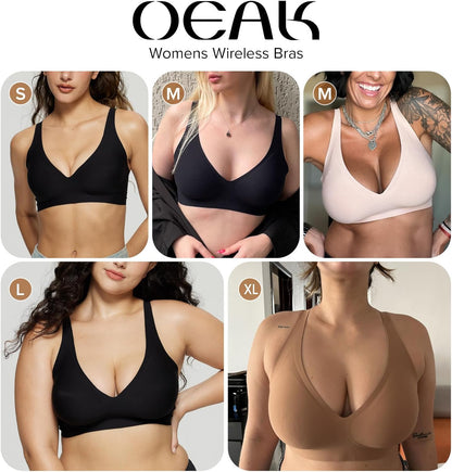 Womens Deep V Bras Wireless Comfortable Bra Supportive No Underwire Bras Tshirt Push Up Bralettes Plunge Seamless Bra - Colors B