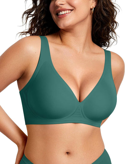 Womens Deep V Bras Wireless Comfortable Bra Supportive No Underwire Bras Tshirt Push Up Bralettes Plunge Seamless Bra - Colors B