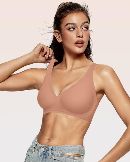 Womens Deep V Bras Wireless Comfortable Bra Supportive No Underwire Bras Tshirt Push Up Bralettes Plunge Seamless Bra - Colors B