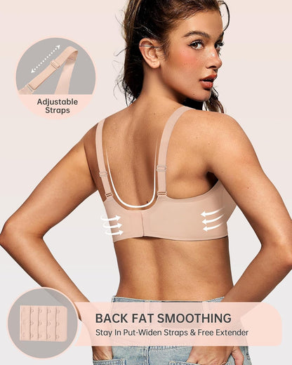 Womens Deep V Bras Wireless Comfortable Bra Supportive No Underwire Bras Tshirt Push Up Bralettes Plunge Seamless Bra - Colors B