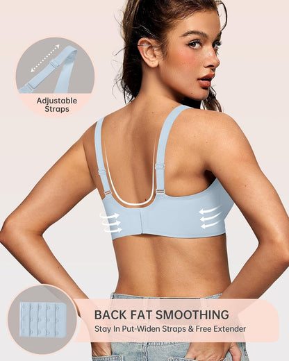 Womens Deep V Bras Wireless Comfortable Bra Supportive No Underwire Bras Tshirt Push Up Bralettes Plunge Seamless Bra - Colors B