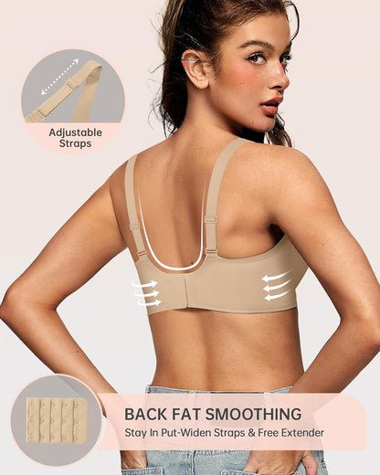Womens Deep V Bras Wireless Comfortable Bra Supportive No Underwire Bras Tshirt Push Up Bralettes Plunge Seamless Bra - Colors B