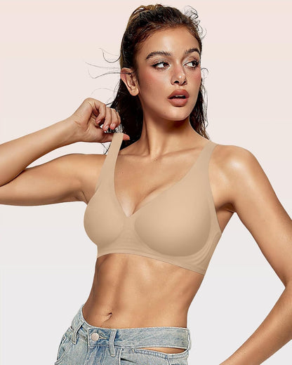 Womens Deep V Bras Wireless Comfortable Bra Supportive No Underwire Bras Tshirt Push Up Bralettes Plunge Seamless Bra - Colors B