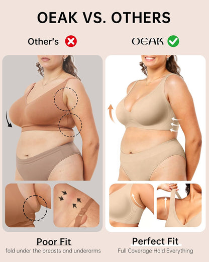 Womens Deep V Bras Wireless Comfortable Bra Supportive No Underwire Bras Tshirt Push Up Bralettes Plunge Seamless Bra - Colors B