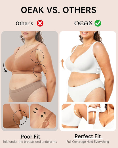 Womens Deep V Bras Wireless Comfortable Bra Supportive No Underwire Bras Tshirt Push Up Bralettes Plunge Seamless Bra - Colors B