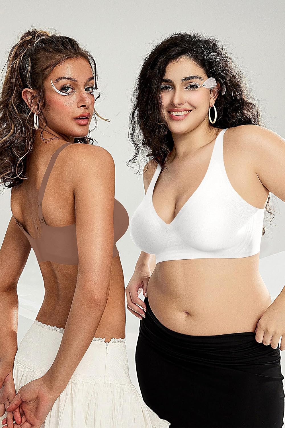 Womens Deep V Bras Wireless Comfortable Bra Supportive No Underwire Bras Tshirt Push Up Bralettes Plunge Seamless Bra - Colors B