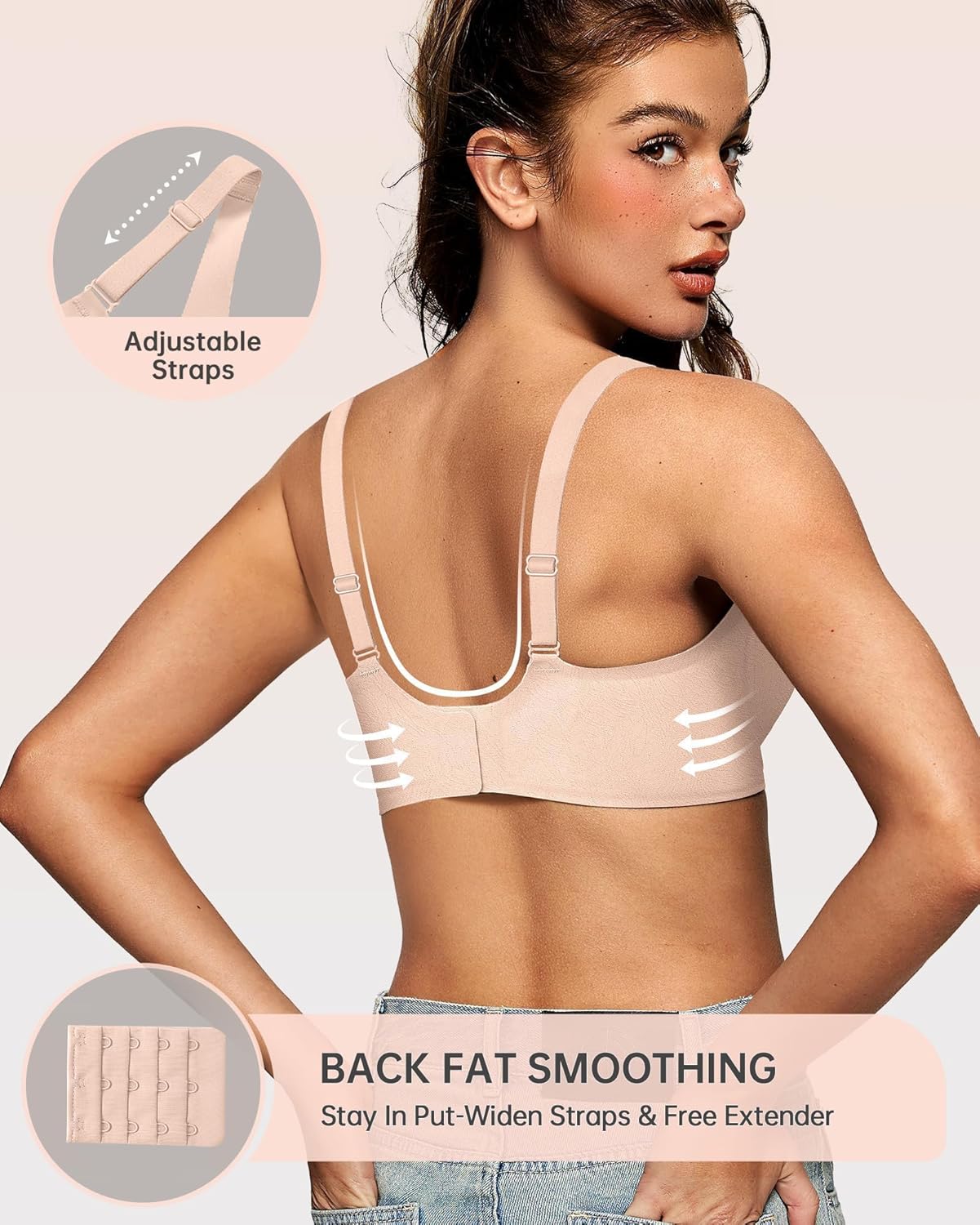 Womens Deep V Bras Wireless Comfortable Bra Supportive No Underwire Bras Tshirt Push Up Bralettes Plunge Seamless Bra - Colors B