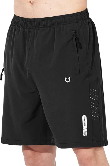 Men's Athletic Running Shorts Gym Workout 7"/9"/5" Quick Dry Lightweight Sports Basketball Tennis 3 Zipper Pockets