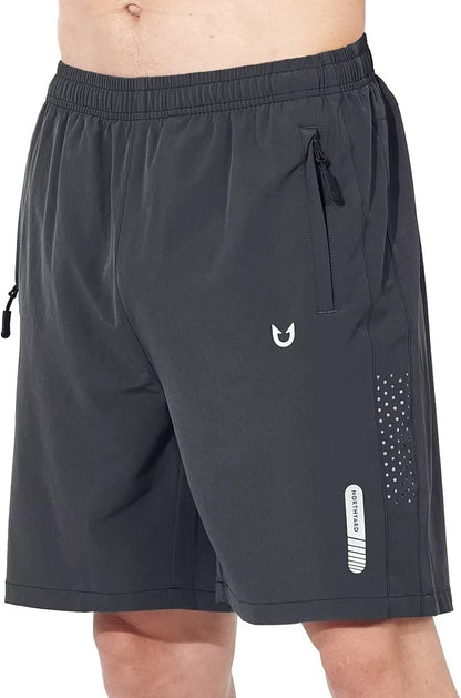 Men's Athletic Running Shorts Gym Workout 7"/9"/5" Quick Dry Lightweight Sports Basketball Tennis 3 Zipper Pockets