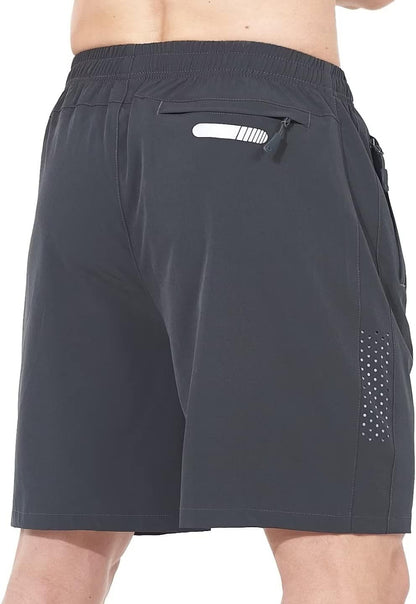 Men's Athletic Running Shorts Gym Workout 7"/9"/5" Quick Dry Lightweight Sports Basketball Tennis 3 Zipper Pockets