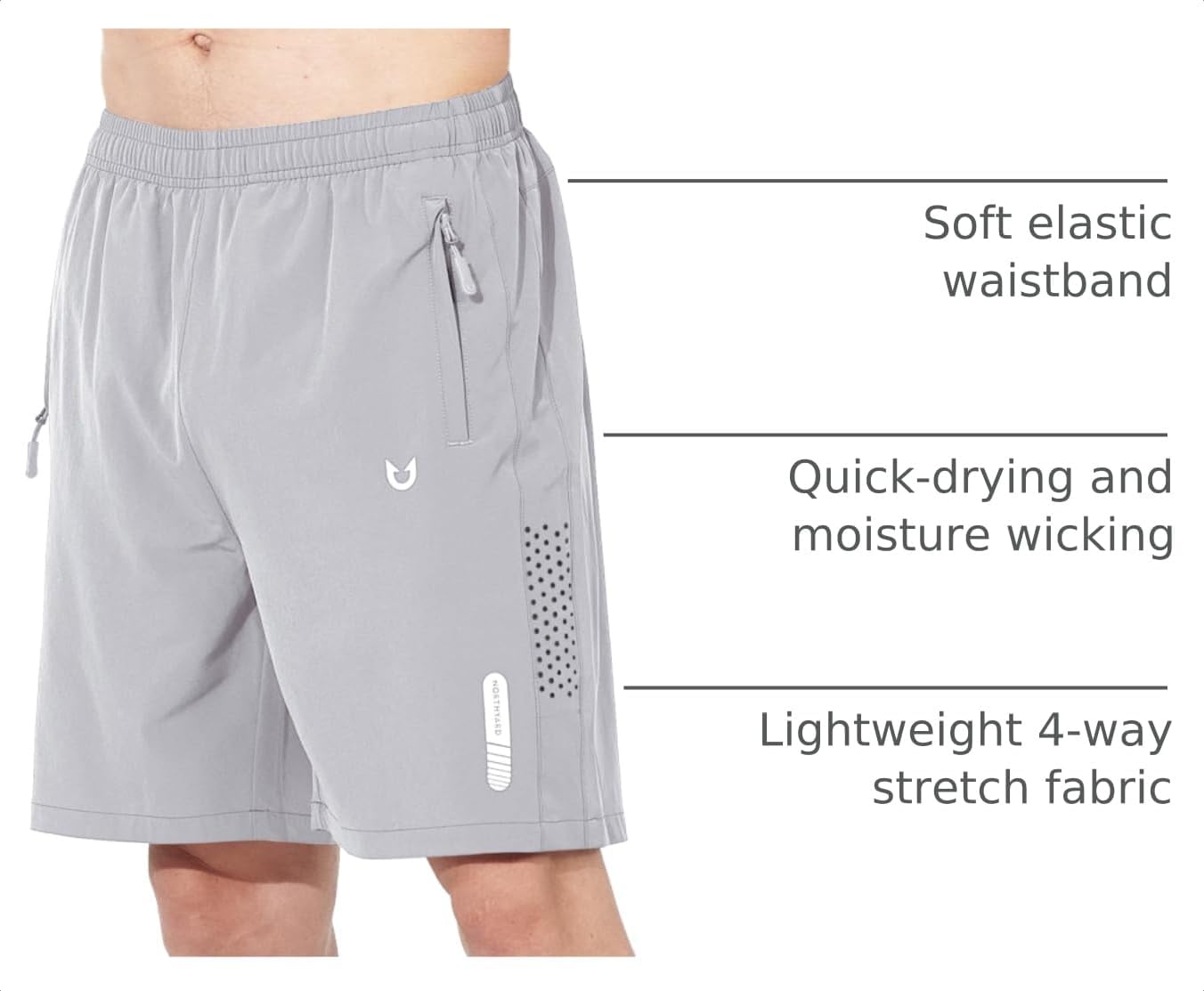 Men's Athletic Running Shorts Gym Workout 7"/9"/5" Quick Dry Lightweight Sports Basketball Tennis 3 Zipper Pockets