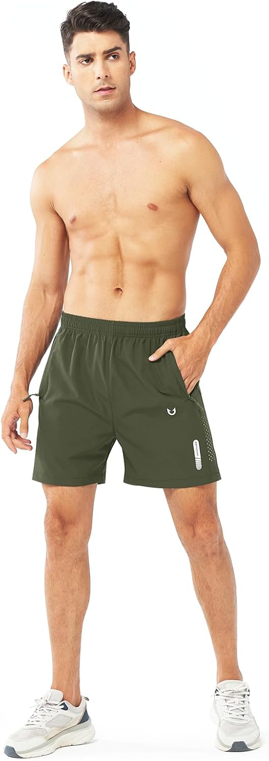Men's Athletic Running Shorts Gym Workout 7"/9"/5" Quick Dry Lightweight Sports Basketball Tennis 3 Zipper Pockets