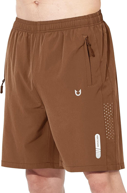 Men's Athletic Running Shorts Gym Workout 7"/9"/5" Quick Dry Lightweight Sports Basketball Tennis 3 Zipper Pockets