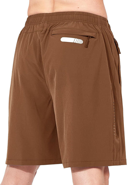 Men's Athletic Running Shorts Gym Workout 7"/9"/5" Quick Dry Lightweight Sports Basketball Tennis 3 Zipper Pockets