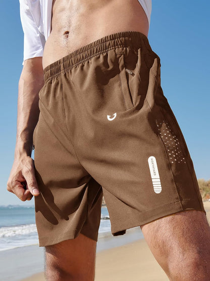 Men's Athletic Running Shorts Gym Workout 7"/9"/5" Quick Dry Lightweight Sports Basketball Tennis 3 Zipper Pockets