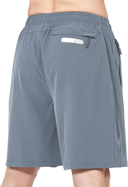 Men's Athletic Running Shorts Gym Workout 7"/9"/5" Quick Dry Lightweight Sports Basketball Tennis 3 Zipper Pockets