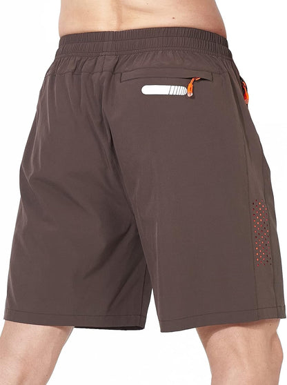 Men's Athletic Running Shorts Gym Workout 7"/9"/5" Quick Dry Lightweight Sports Basketball Tennis 3 Zipper Pockets