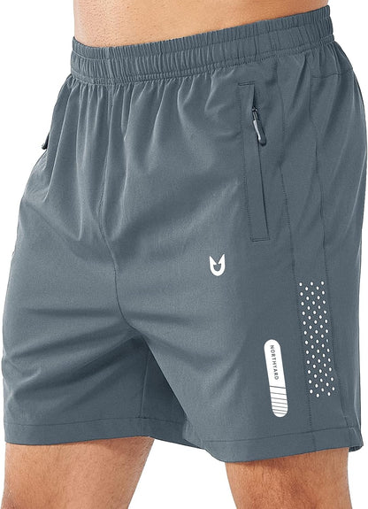 Men's Athletic Running Shorts Gym Workout 7"/9"/5" Quick Dry Lightweight Sports Basketball Tennis 3 Zipper Pockets