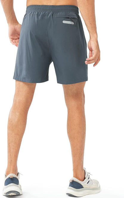 Men's Athletic Running Shorts Gym Workout 7"/9"/5" Quick Dry Lightweight Sports Basketball Tennis 3 Zipper Pockets