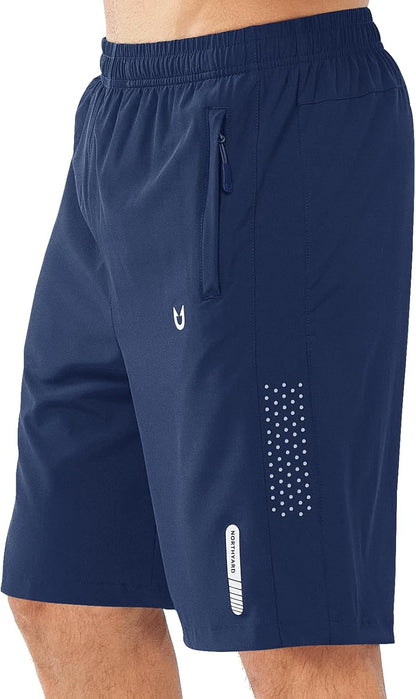 Men's Athletic Running Shorts Gym Workout 7"/9"/5" Quick Dry Lightweight Sports Basketball Tennis 3 Zipper Pockets