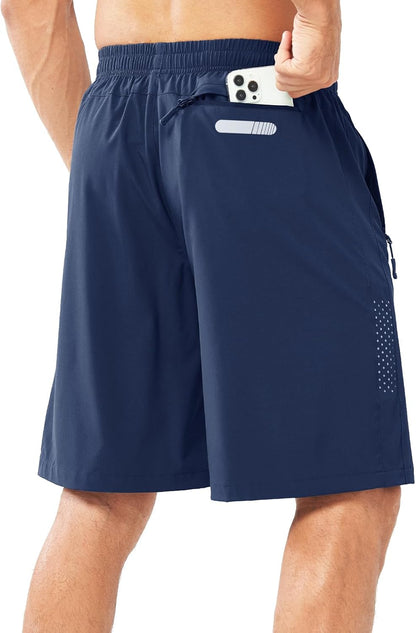 Men's Athletic Running Shorts Gym Workout 7"/9"/5" Quick Dry Lightweight Sports Basketball Tennis 3 Zipper Pockets