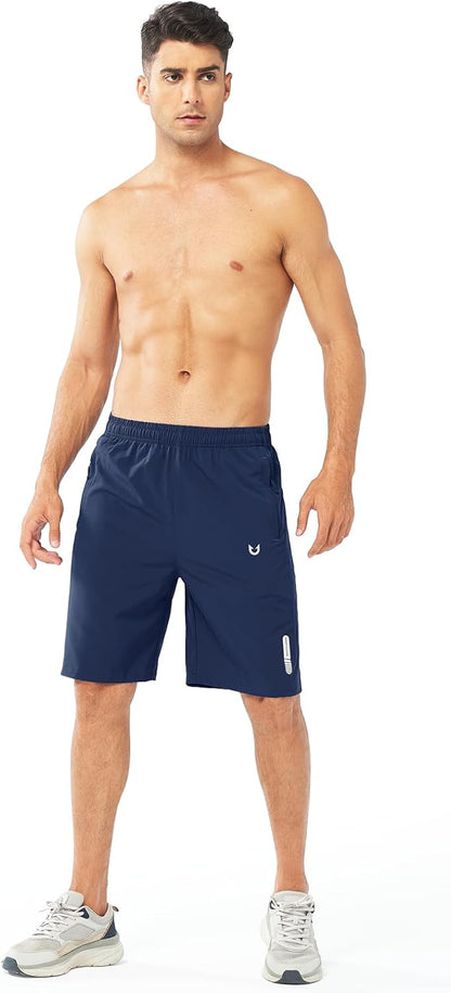 Men's Athletic Running Shorts Gym Workout 7"/9"/5" Quick Dry Lightweight Sports Basketball Tennis 3 Zipper Pockets