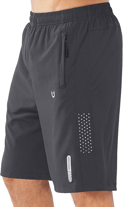 Men's Athletic Running Shorts Gym Workout 7"/9"/5" Quick Dry Lightweight Sports Basketball Tennis 3 Zipper Pockets