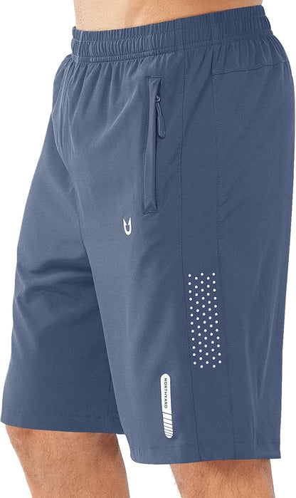 Men's Athletic Running Shorts Gym Workout 7"/9"/5" Quick Dry Lightweight Sports Basketball Tennis 3 Zipper Pockets