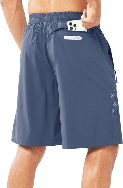 Men's Athletic Running Shorts Gym Workout 7"/9"/5" Quick Dry Lightweight Sports Basketball Tennis 3 Zipper Pockets