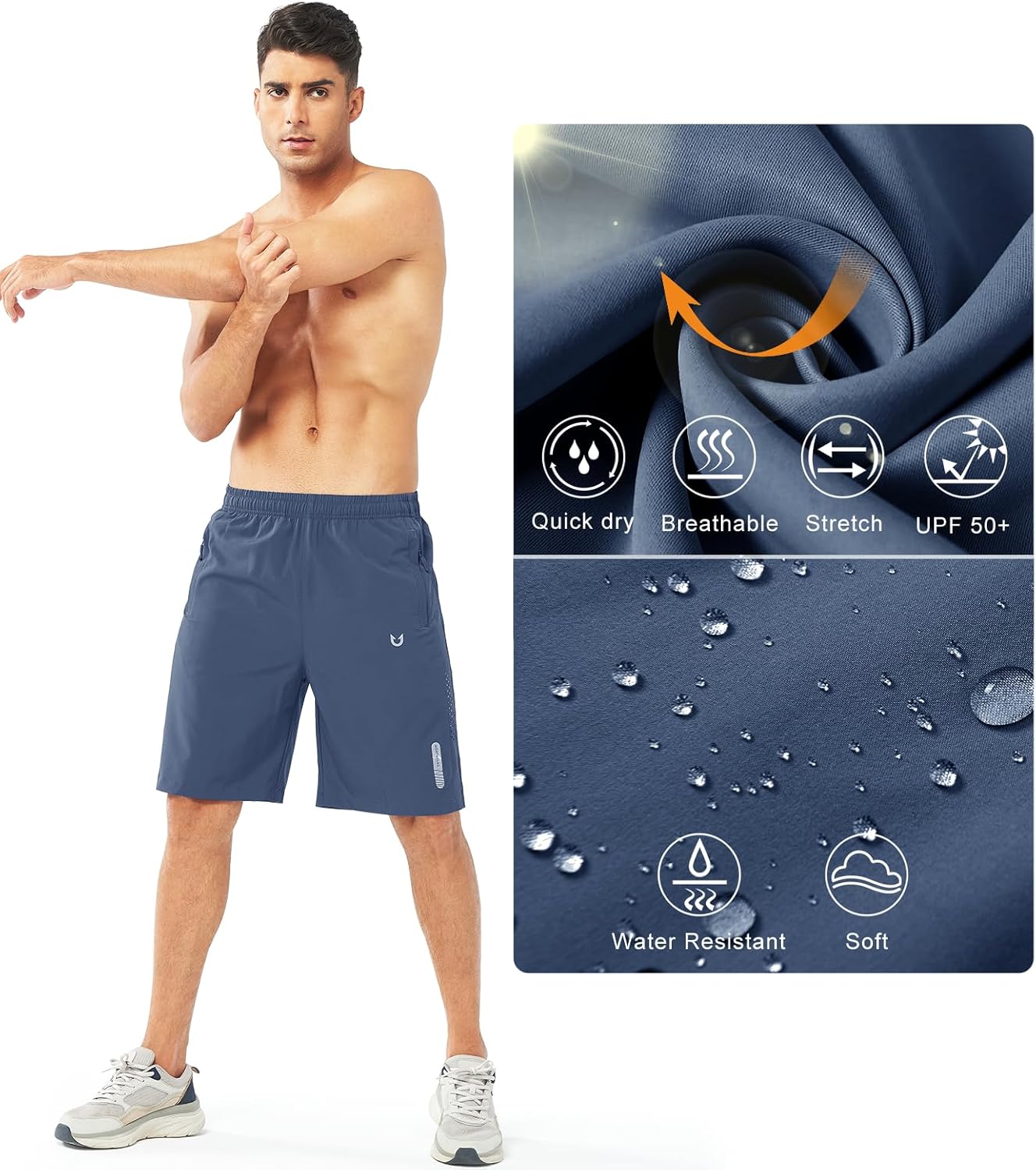 Men's Athletic Running Shorts Gym Workout 7"/9"/5" Quick Dry Lightweight Sports Basketball Tennis 3 Zipper Pockets