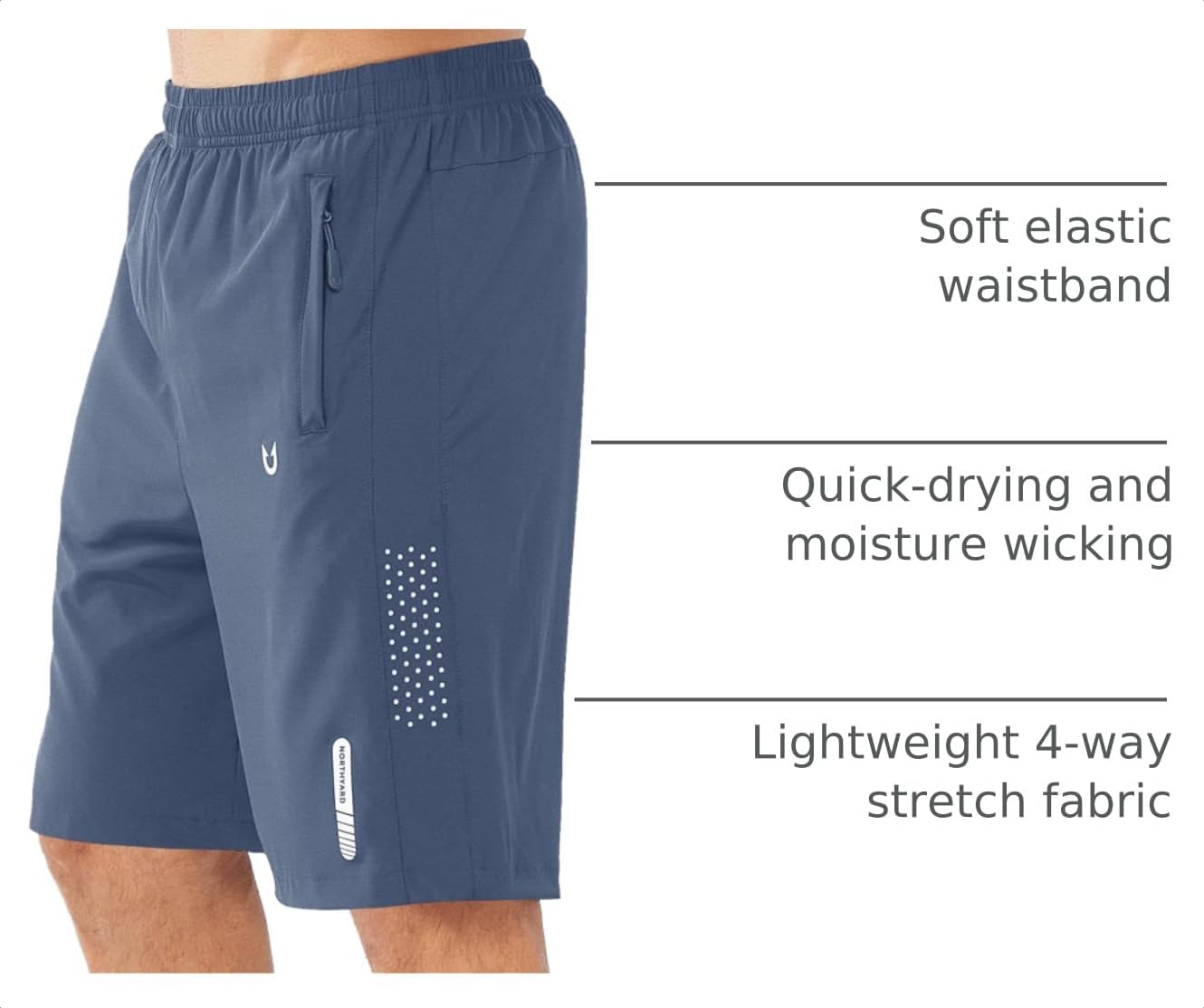 Men's Athletic Running Shorts Gym Workout 7"/9"/5" Quick Dry Lightweight Sports Basketball Tennis 3 Zipper Pockets