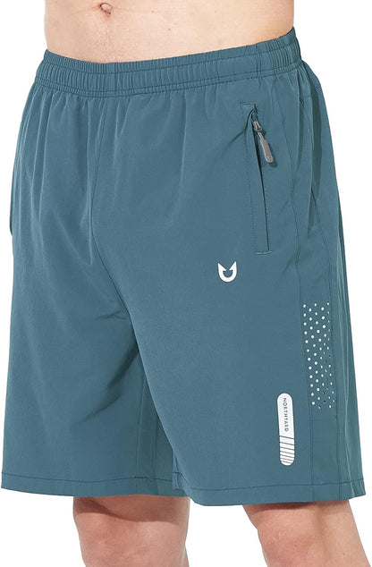 Men's Athletic Running Shorts Gym Workout 7"/9"/5" Quick Dry Lightweight Sports Basketball Tennis 3 Zipper Pockets