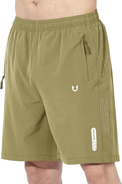 Men's Athletic Running Shorts Gym Workout 7"/9"/5" Quick Dry Lightweight Sports Basketball Tennis 3 Zipper Pockets