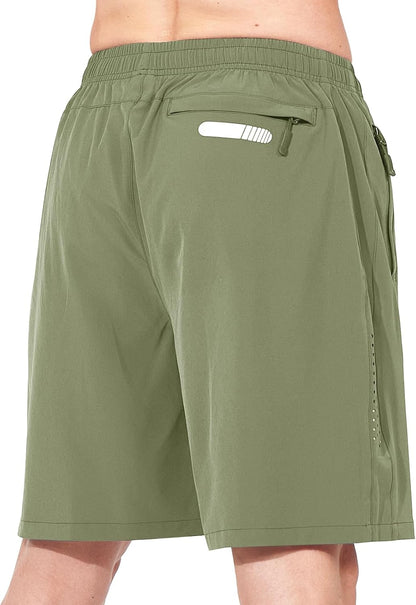 Men's Athletic Running Shorts Gym Workout 7"/9"/5" Quick Dry Lightweight Sports Basketball Tennis 3 Zipper Pockets