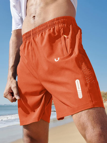 Men's Athletic Running Shorts Gym Workout 7"/9"/5" Quick Dry Lightweight Sports Basketball Tennis 3 Zipper Pockets