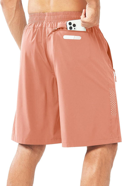 Men's Athletic Running Shorts Gym Workout 7"/9"/5" Quick Dry Lightweight Sports Basketball Tennis 3 Zipper Pockets