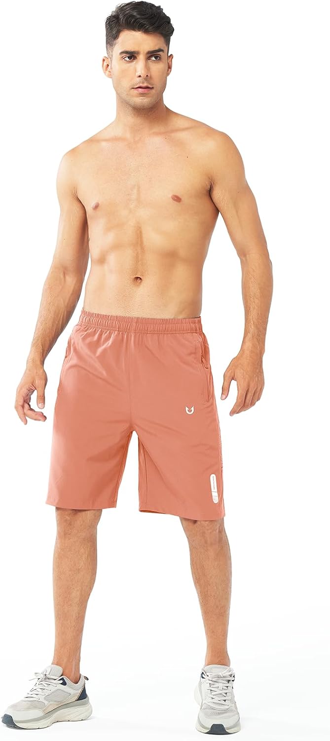 Men's Athletic Running Shorts Gym Workout 7"/9"/5" Quick Dry Lightweight Sports Basketball Tennis 3 Zipper Pockets