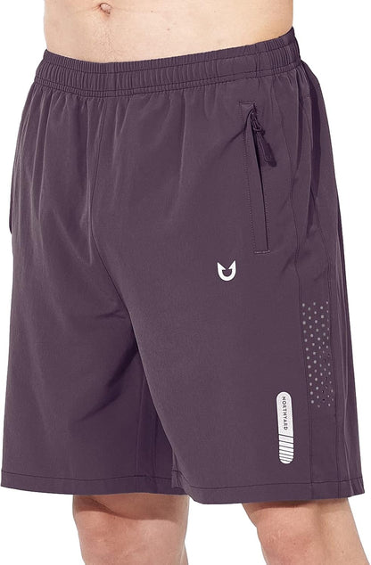 Men's Athletic Running Shorts Gym Workout 7"/9"/5" Quick Dry Lightweight Sports Basketball Tennis 3 Zipper Pockets