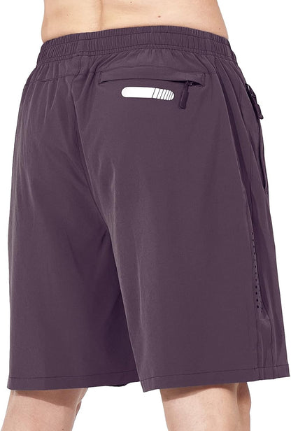 Men's Athletic Running Shorts Gym Workout 7"/9"/5" Quick Dry Lightweight Sports Basketball Tennis 3 Zipper Pockets