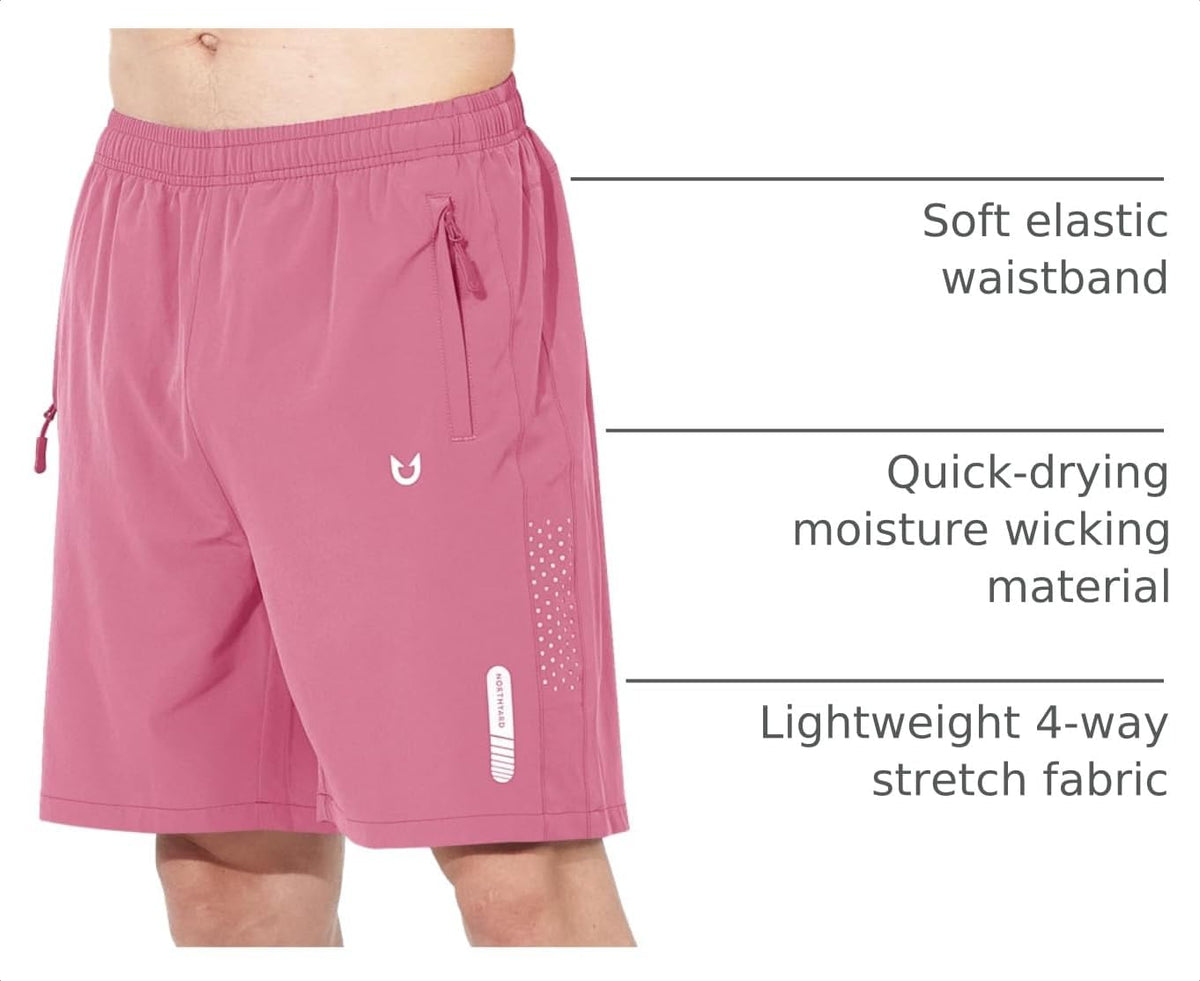 Men's Athletic Running Shorts Gym Workout 7"/9"/5" Quick Dry Lightweight Sports Basketball Tennis 3 Zipper Pockets