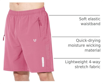 Men's Athletic Running Shorts Gym Workout 7"/9"/5" Quick Dry Lightweight Sports Basketball Tennis 3 Zipper Pockets