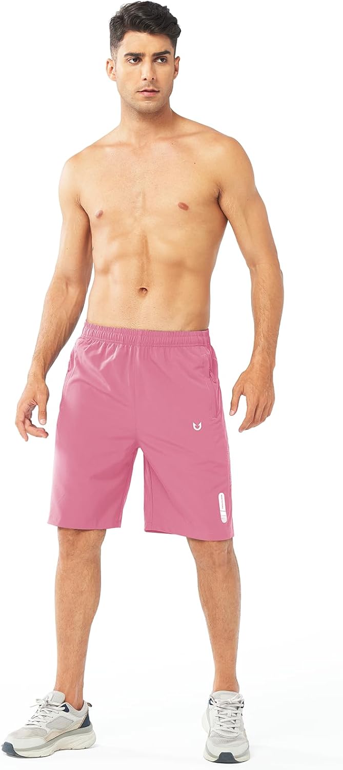 Men's Athletic Running Shorts Gym Workout 7"/9"/5" Quick Dry Lightweight Sports Basketball Tennis 3 Zipper Pockets
