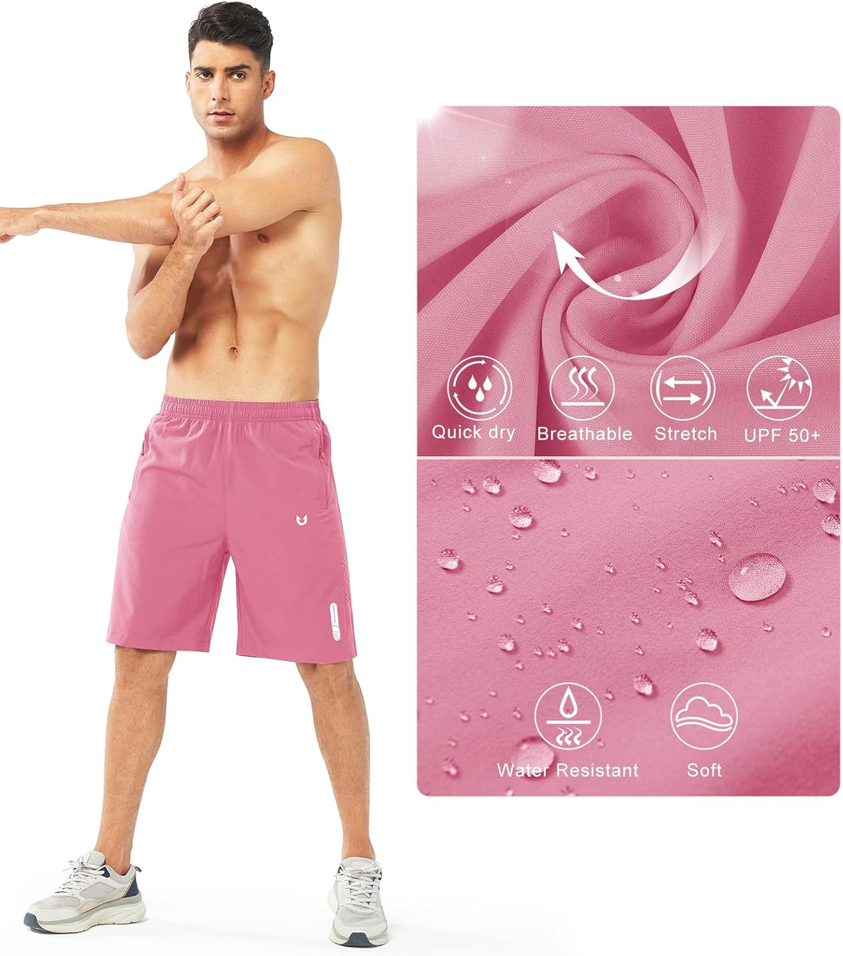 Men's Athletic Running Shorts Gym Workout 7"/9"/5" Quick Dry Lightweight Sports Basketball Tennis 3 Zipper Pockets