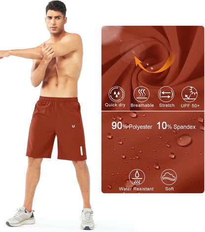 Men's Athletic Running Shorts Gym Workout 7"/9"/5" Quick Dry Lightweight Sports Basketball Tennis 3 Zipper Pockets