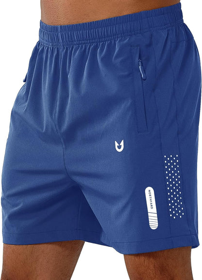 Men's Athletic Running Shorts Gym Workout 7"/9"/5" Quick Dry Lightweight Sports Basketball Tennis 3 Zipper Pockets