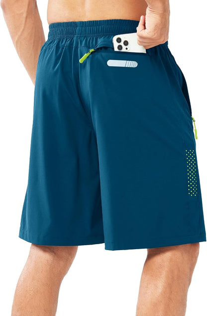Men's Athletic Running Shorts Gym Workout 7"/9"/5" Quick Dry Lightweight Sports Basketball Tennis 3 Zipper Pockets